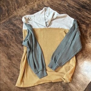 Blu Pepper Cowl Neck Sweater in Cream, Green, and Tan
